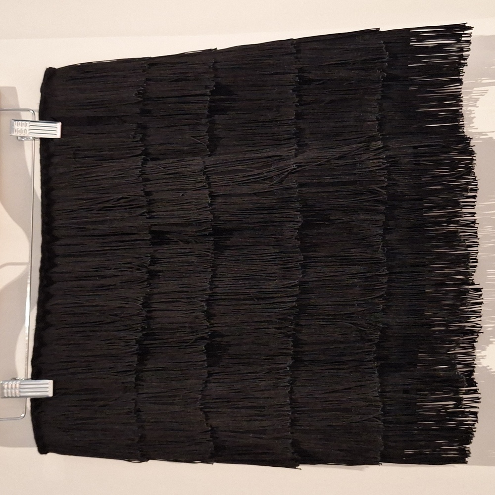 Aqua Eegant Black Fringe Mini Skirt Size L